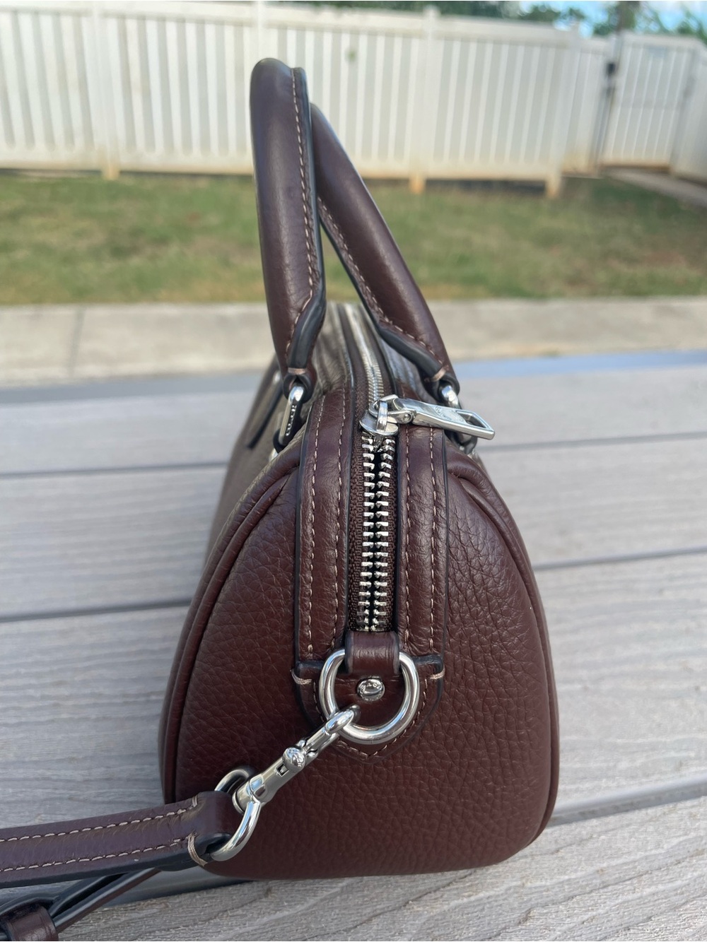 Coach Brown Pebbled Leather Mini Rowen with Silver Hardware - Picture 8 of 10